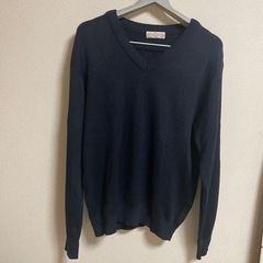 【3L】スクールセーター　男女兼用　Vネック　濃紺　紺色　ネイビー