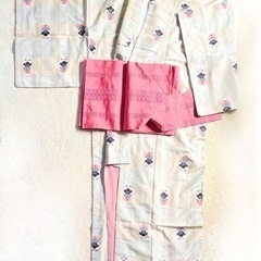 昭和 レトロ　着物　ピンク　桜色　小紋　　名古屋帯　セット