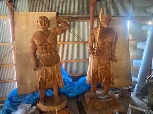 巨大　仁王堂　自作品　2体　高さ180cm けやき