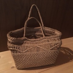 天然素材　手編み　籐籠　カゴ　ハンドメイド