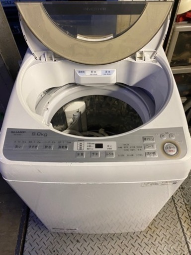 北九州市内配送無料　保証付き　2019年　シャープ SHARP ES-GV9B-N [全自動洗濯機 (9kg) ゴールド系] スレ傷あり