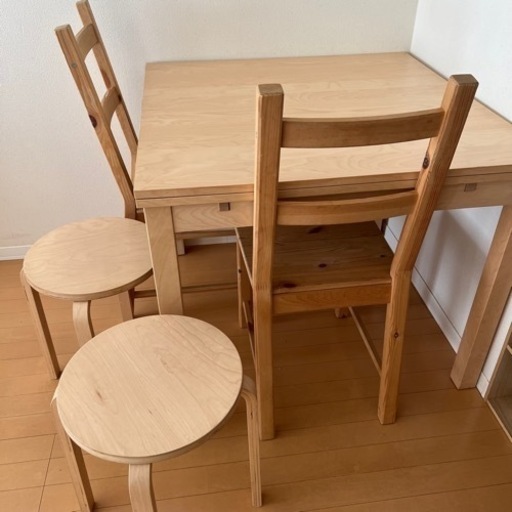 【受け渡し予定者決定】IKEA BJURST伸長式テーブル＋チェア4脚(IVAR2脚・FROSTA2脚)の5点セッ