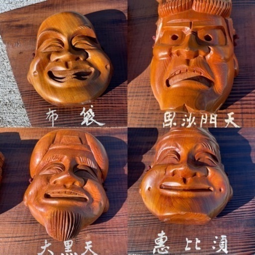 2024定番【開運】七福神　木彫り　彫刻 工芸品