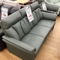KK-36【新入荷 リサイクル品】ニトリ 本革ハイバック 3シーターソファ 