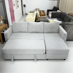 【超美品‼️】定価79,990円♪ ニトリ 2way 214cm幅3人掛けカウチソファ(ノアーク) ソファベッド 布製グレー♪