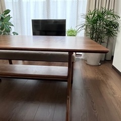 ［引取りで¥45000］無印良品　ダイニングテーブルとベンチソファ２脚セット 引取りで¥45000］無印良品 ダイニングテーブルとベンチソファ2脚