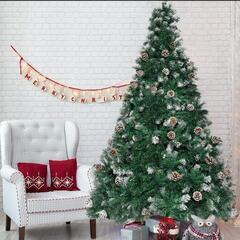 【新品未使用】 クリスマスツリー 180cm 雪降るツリー 松ぼ...