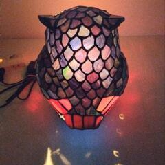 フクロウ 照明 ステンドグラス 卓上ランプ アンティーク照明 ステンドグラスラン