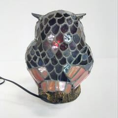 フクロウ 照明 ステンドグラス 卓上ランプ アンティーク照明 ステンドグラスラン