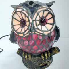 フクロウ 照明 ステンドグラス 卓上ランプ アンティーク照明 ステンドグラスラン