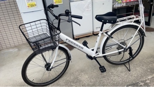 中古美品！ノーパンク自転車新品57000円26型 外装6段変速・LEDオートライト付V型タウンサイクル