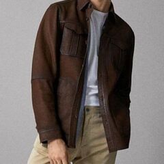 牛革・高グレインバフ仕上げの牛革シャツ Buffed Cow Leather Shirt......