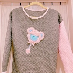 【S〜M】ハンドメイド　トレーナー　キルト