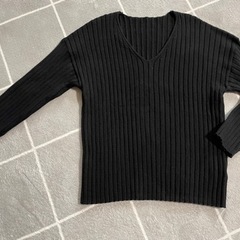 セゾンドパピヨン　Ｖネック　ニット　セーター　ネイビー　Lサイズ