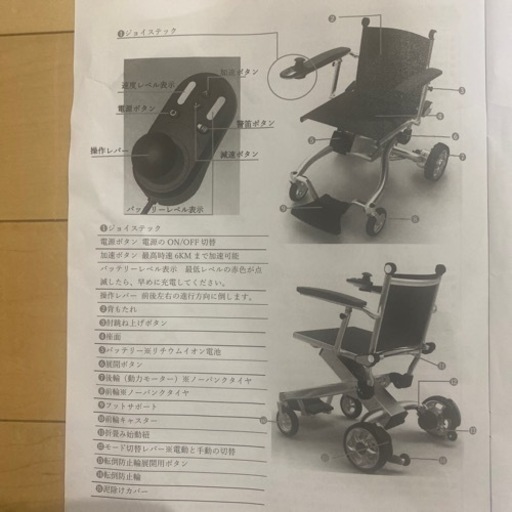 お値下げです！未使用 電動車椅子 予備バッテリー付き