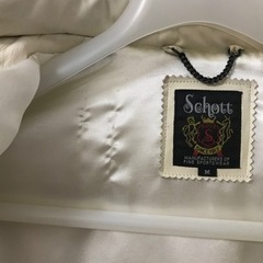 送料無料】schott レザーダウン 白 Mサイズ