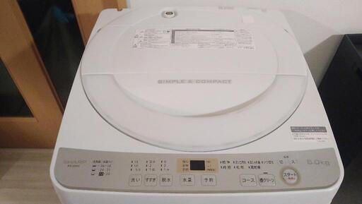洗濯機 6.0kg 2021年製 シャープ ES-GE6E-T 6kg SHARP 穴なし槽 札幌