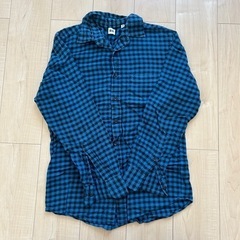UNIQLO 青チェックシャツ メンズ Mサイズ