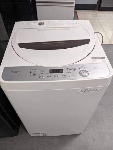 073【中古品】SHARP ES-GE5B-T 全自動電気洗濯機 シャープ 5.5kg 2018年製 高濃度洗浄 風乾燥