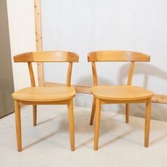 MUJI(無印良品) REAL FURNITURE(リアルファニチャー) オーク無垢材 ダイニングチェア 2脚セット。北欧スタイルなどナチュラルテイストにおススメの木製椅子は2人暮らしにもぴったり♪DK233