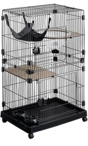 タンスのゲン キャットケージ 2段 幅69×奥行48×高さ107cm コンパクト 猫 2匹 多段 ペットケージ スリム ケージ