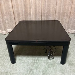 中古品　カジュアル電気こたつ黒色　正方形75cmリバーシブル天板...