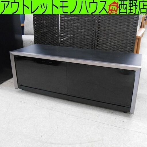 テレビボード ガラス扉 キャスター付き ブラウン 幅115cm こげ茶 115×41.5×42cm TV台 テレビ台 茶系 札幌 西野店