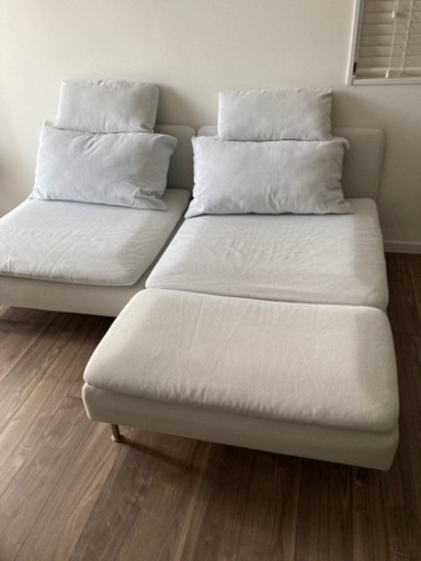 IKEA ソファ　2人掛けソファ　寝椅子付き　ホワイト　SÖDERHAMN