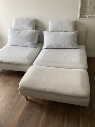 IKEA ソファ　2人掛けソファ　寝椅子付き　ホワイト　SÖDERHAMN 8500円