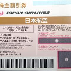 JAL 日本航空 株主優待 株主割引券 20241130まで