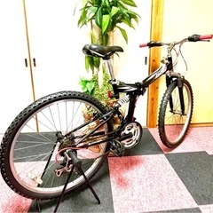 [ 程度良好 ][綺麗] 26インチ折畳. Wサス.マウンテンバイク. 3x6→18段変速式,