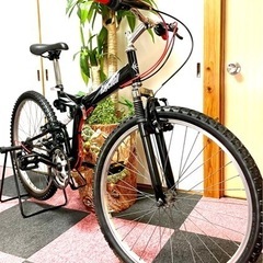 [ 程度良好 ][綺麗] 26インチ折畳. Wサス.マウンテンバイク. 3x6→18段変速式,