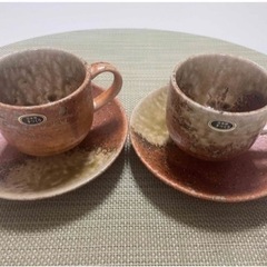 信楽焼　コーヒーカップ&ソーサー2客セット