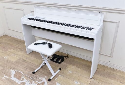 ■10182■美品■KORG 電子ピアノ LP180 ホワイト オルガン ピアノ 椅子付き ペダル付き コルグ