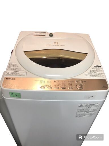 ☆中古￥13,300！TOSHIBA　5.0㎏洗濯機　家電　2020年製　AW-5G8型　幅56㎝ｘ奥行58㎝ｘ高さ96㎝　【BK140】