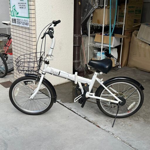 ラケット 折りたたみ 20インチ 外装6段 自転車 ホワイト