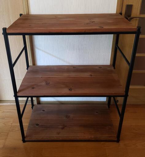 手作り3段ラック木材アイアン