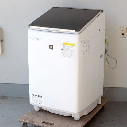 T624) シャープ ES-PU10C-T 洗濯10kg 乾燥5kg 2018年製 プラズマクラスター 超音波ウォッシャー ガラストップ 全自動縦型洗濯機 SHARP