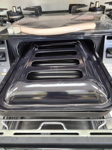 J4083  Rinnai　リンナイ 都市ガス用 ガステーブル ガスコンロ KG66VGR 水なし両面焼グリル  右強火　クリスタルコート 2020年製 クリーニング済 ガステーブルコンロ 水なし両面焼きグリル(ココットプレート付属) [右