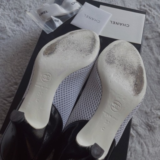 12月まで】シャネル パンプス 37[約23.5cm] メッシュ エナメル バイカラー