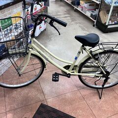 🛴24インチ 自転車 クリーム色🛴鍵付き ママチャリ🛴超美品🛴785🛴