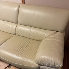 ソファー 革張りソファー 生成り色
