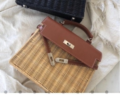美品☆完売品☆バースデーバッシュ☆birthday bash☆ナチュラルカゴバッグ☆ハンドバッグ☆ケリー型