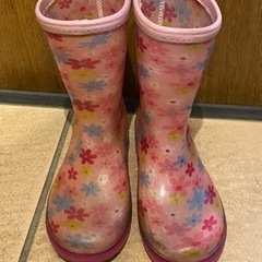 19cmの長靴　花柄ピンク