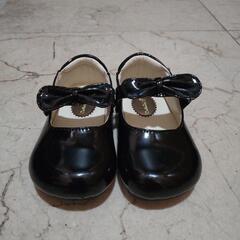 (29)14cmフォーマル 靴 黒 リボン