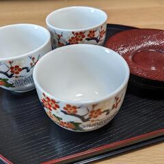 レトロ湯呑み３点＋茶托６点 まとめて★