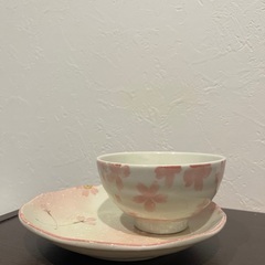 桜柄お皿/碗セット(日本製)