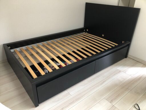 IKEA ベッドフレーム＋収納＋ベッドベース（黒）120x200cm