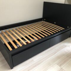 IKEA ベッドフレーム＋収納＋ベッドベース（黒）120x200cm