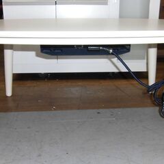 R406  オーバル型木製長方形こたつ、アイボリー色、幅105cm Used・美品